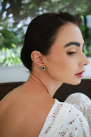 Brinco Quadrado Azul Safira