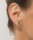 Brinco oval - Verde esmeralda