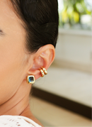 Brinco Quadrado Azul Safira