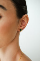 Brinco oval - Verde esmeralda